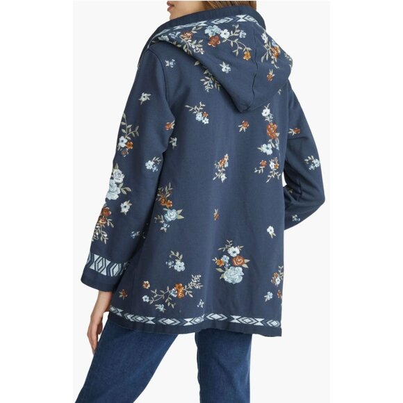Driftwood Shelly Floral Embroidered Hooded Sweater-sz XS - Picture 2 of 13
